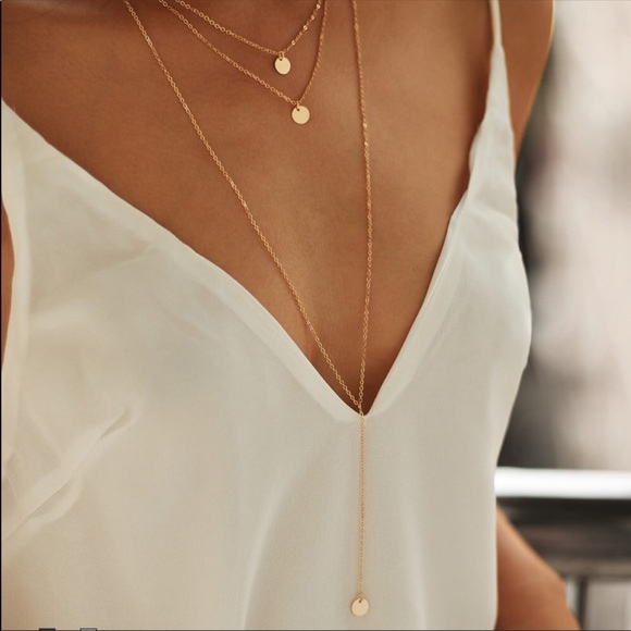 Gold Triple Layer Coin Necklace - Picture 2 of 2